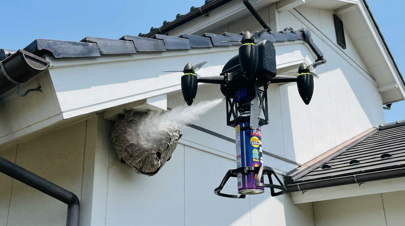 ドローンによるハチの巣対策
